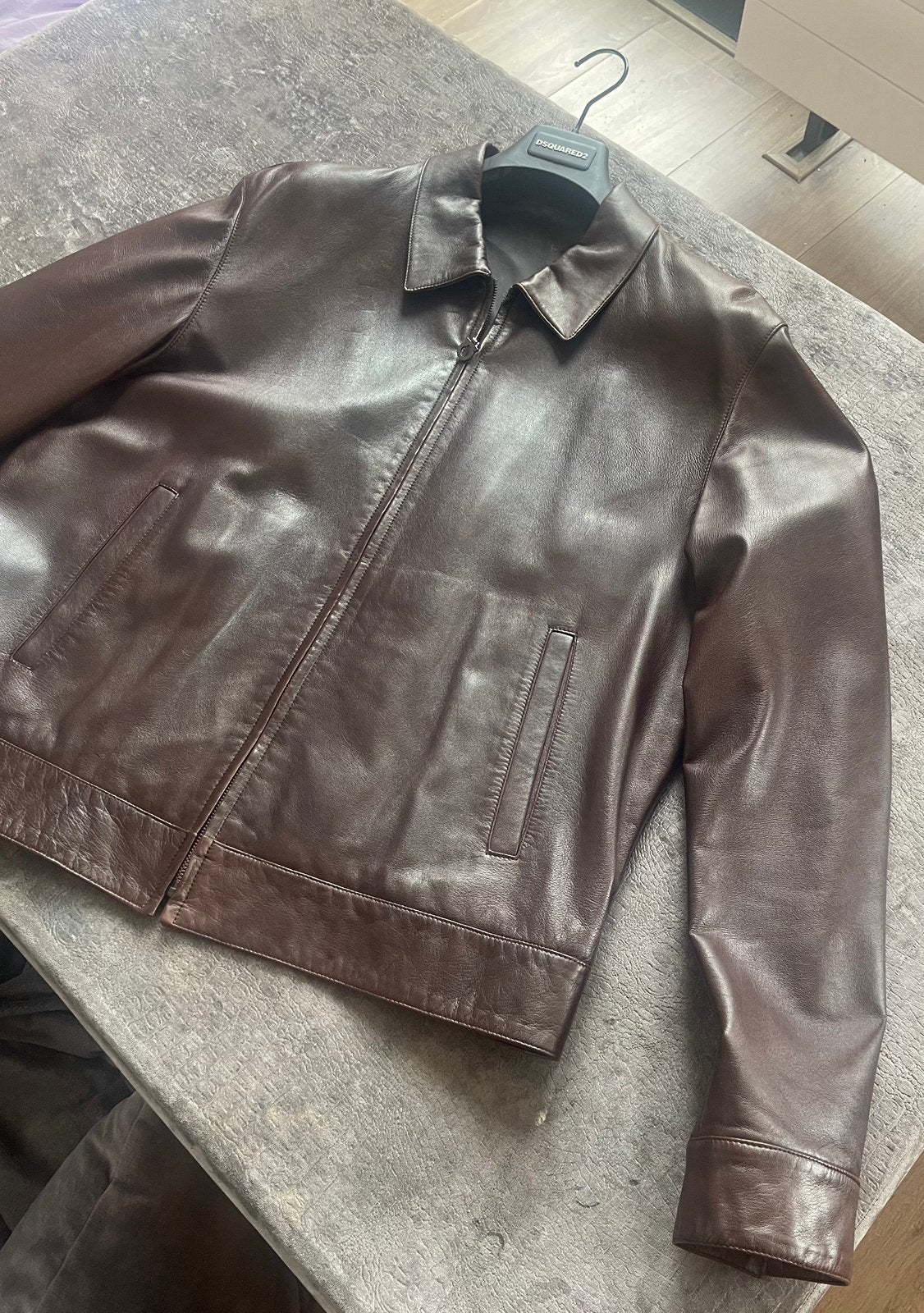 Salvatore Ferragamo origineel leren jack L, Kleding | Heren, Ophalen of Verzenden, Zo goed als nieuw, Maat 52/54 (L), Bruin