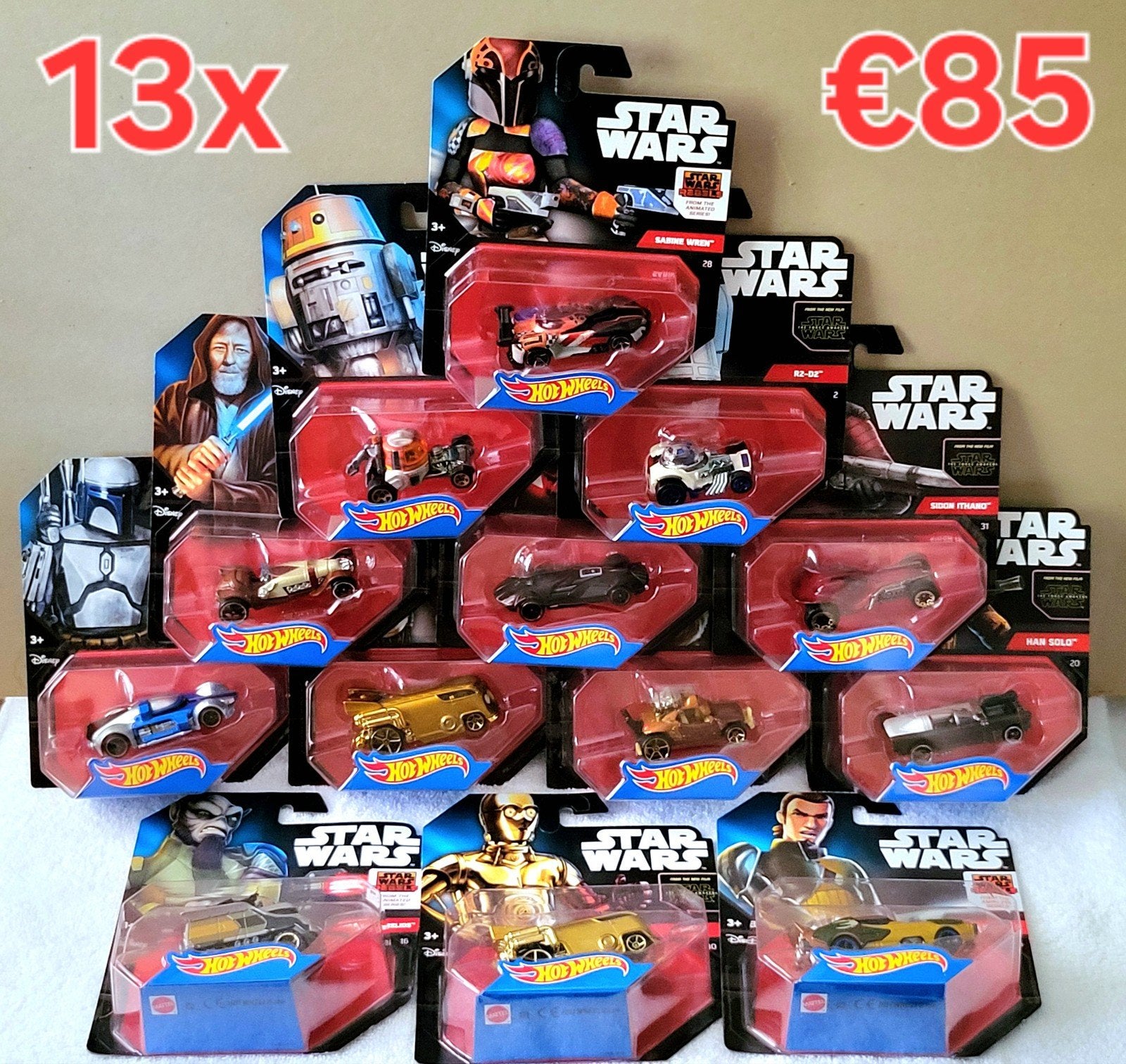 Star Wars Hotwheels Car Collectie 13 stuks Mint op kaart, Verzamelen, Star Wars, Ophalen of Verzenden, Nieuw, Actiefiguurtje