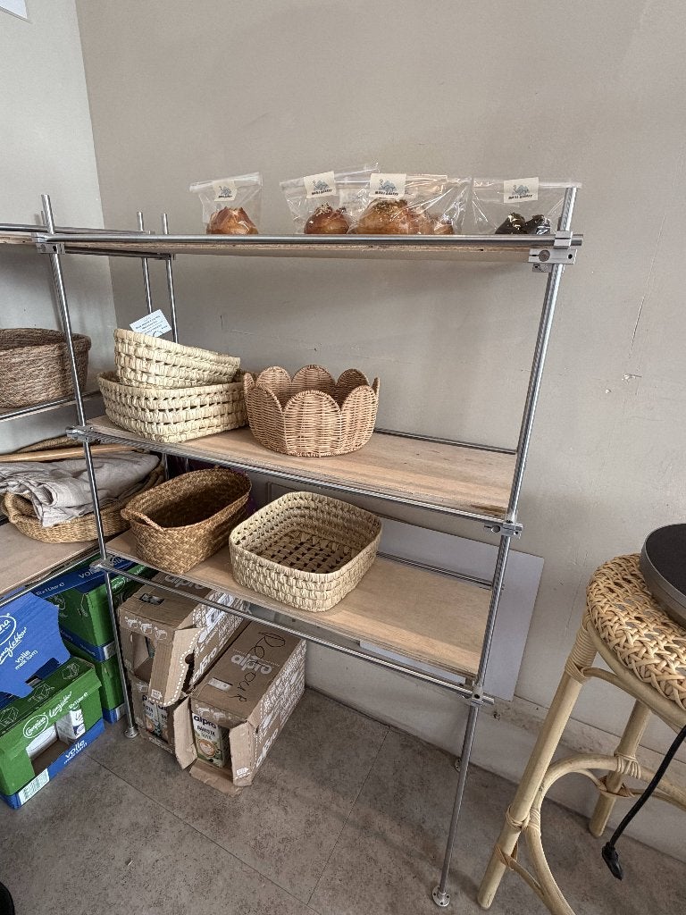 3x Metalen Winkelrek / Displayrek – Houten Planken, Zakelijke goederen, Ophalen