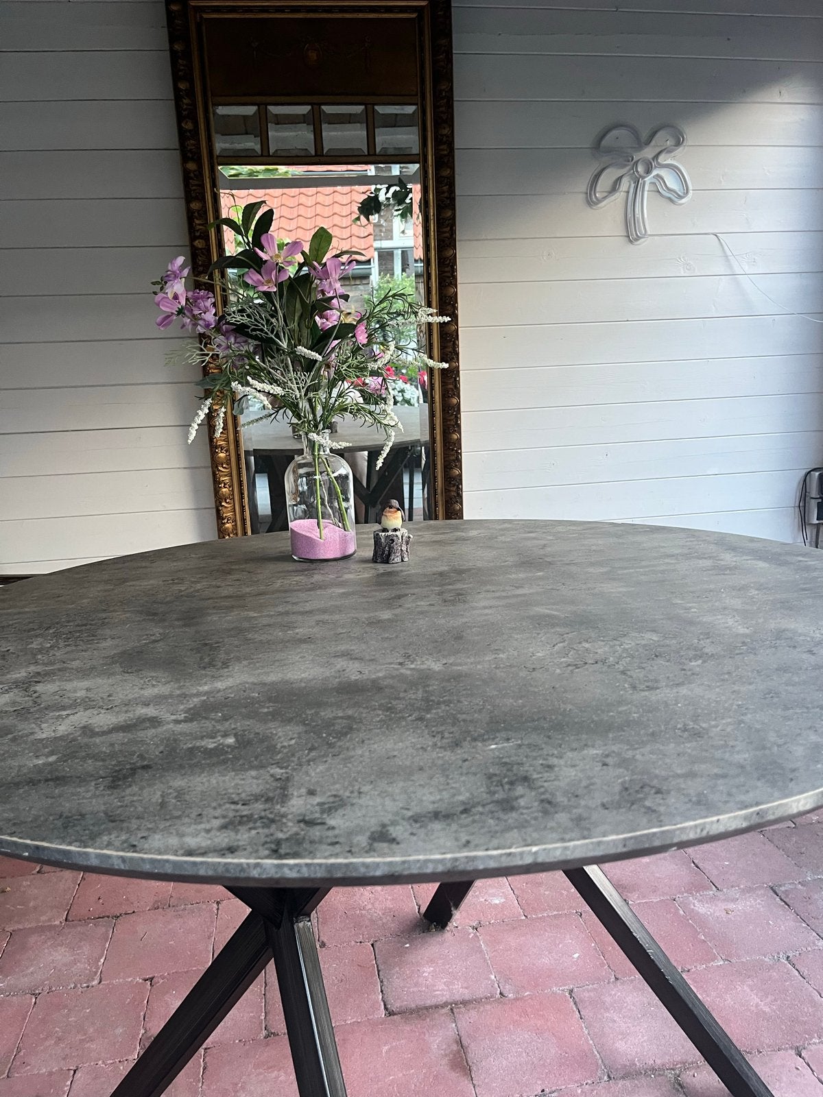 Ronde eettafel met gebruikerssporen, doorsnee 1.25m, Ophalen, Gebruikt, Rond, 100 tot 150 cm