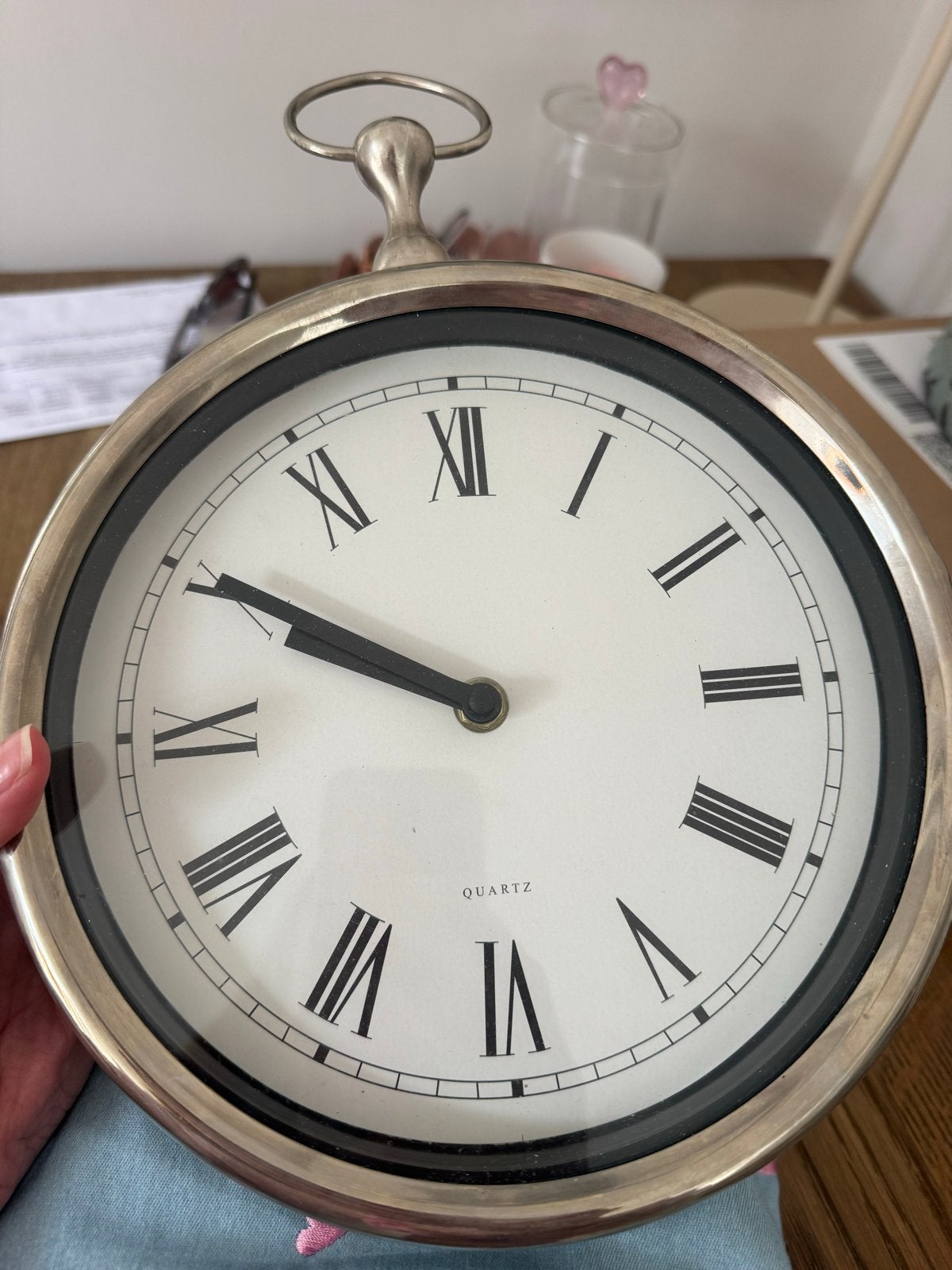 Elegante Zilverkleurige Wandklok - Zakhorloge Design, Ophalen of Verzenden