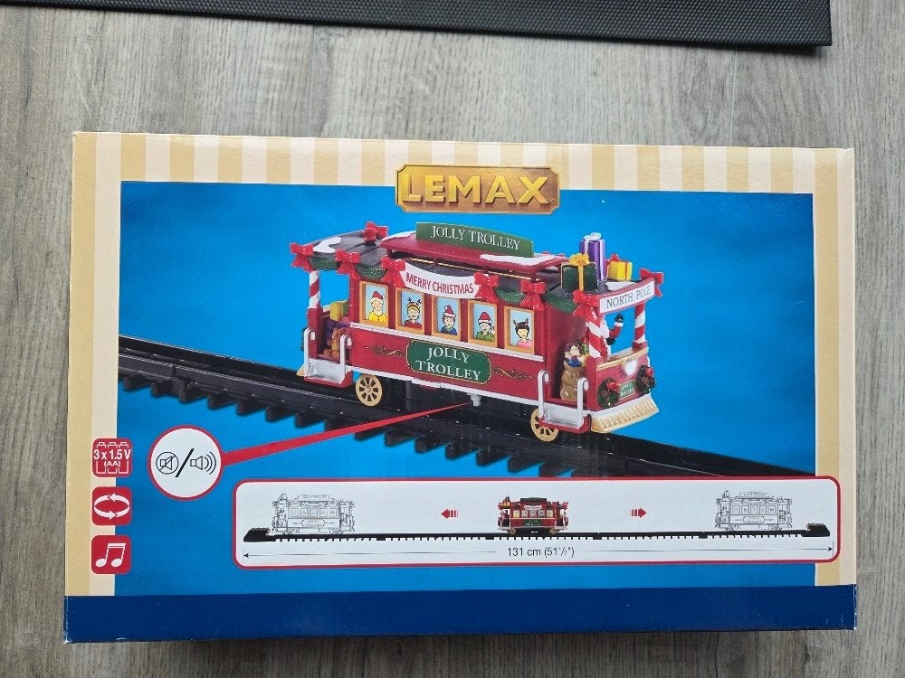 Lemax kerst tram met 1 meter 30 aan rechte rails., Ophalen of Verzenden, Nieuw