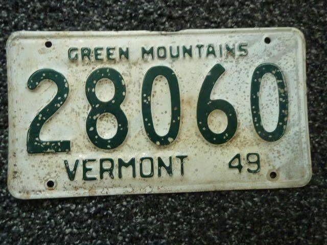 Kentekenplaat licenseplate Vermont Green Mountains 1949 USA, Verzenden, Gebruikt, Auto's