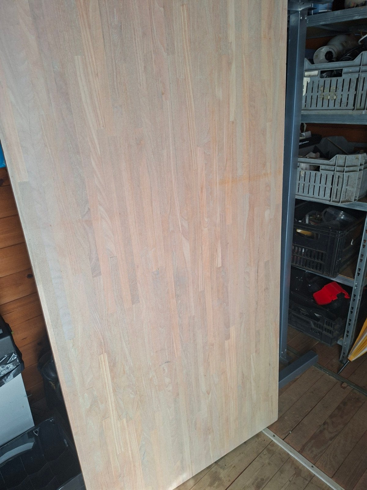 Eettafel met stalen poten, Ophalen of Verzenden, Gebruikt, Overige houtsoorten