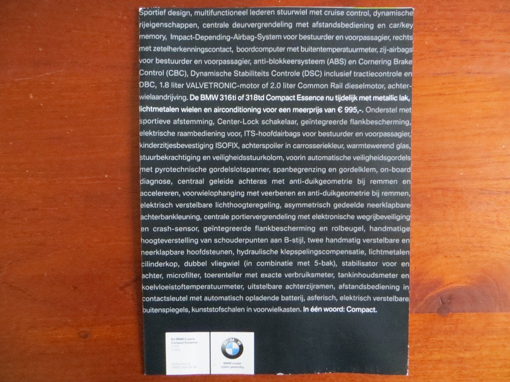 BMW 3-serie Compact Essence (316i, 318i), Ophalen of Verzenden, Nieuw, BMW