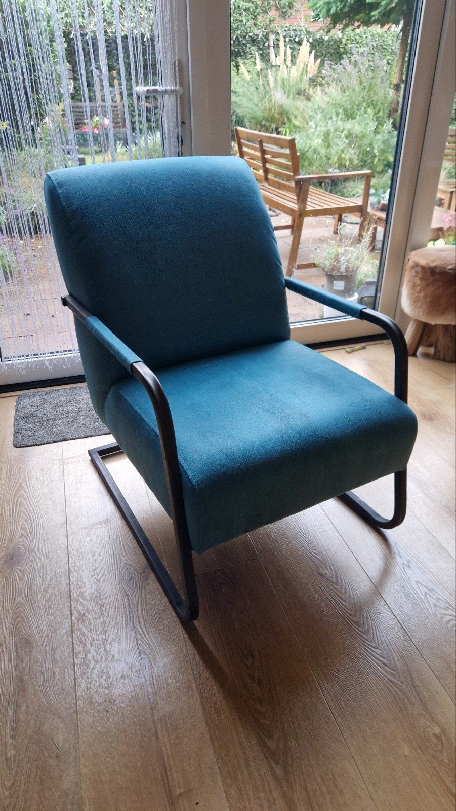 Mooie fauteuil in petrol/turquoise zgan, 75 tot 100 cm, Ophalen of Verzenden, Zo goed als nieuw, Stof