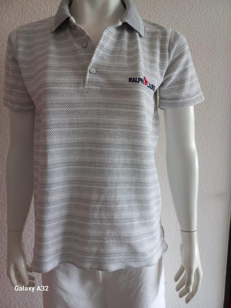 Ralph Lauren grijs wit polo shirt, maat M, Kleding | Heren, Polo's, Maat 48/50 (M), Ralph Lauren, Ophalen of Verzenden, Zo goed als nieuw