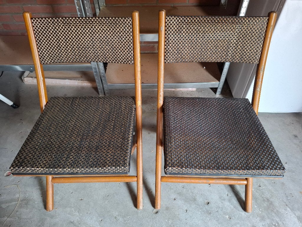 Twee Lloyd Loom klapstoeltjes Fatto A Mano, Antiek en Kunst, Ophalen of Verzenden