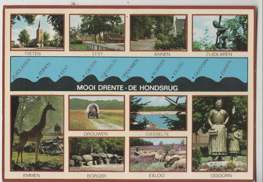 Drente De Hondsrug Borger Hunebed Gieten Eext Annen Emmen, Verzamelen, Ansichtkaarten | Nederland, Verzenden, 1980 tot heden, Gelopen
