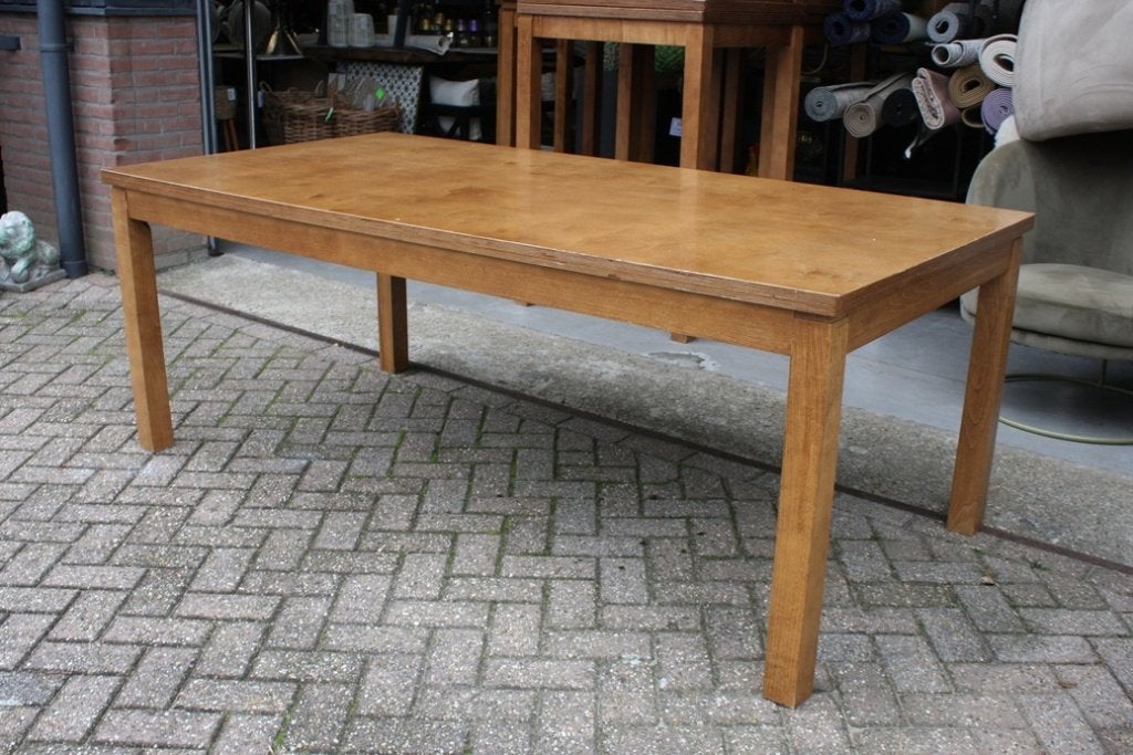 Mooie houten tafel eettafel stamtafel 200 x 100 cm., Ophalen, Gebruikt, Hout, Eén