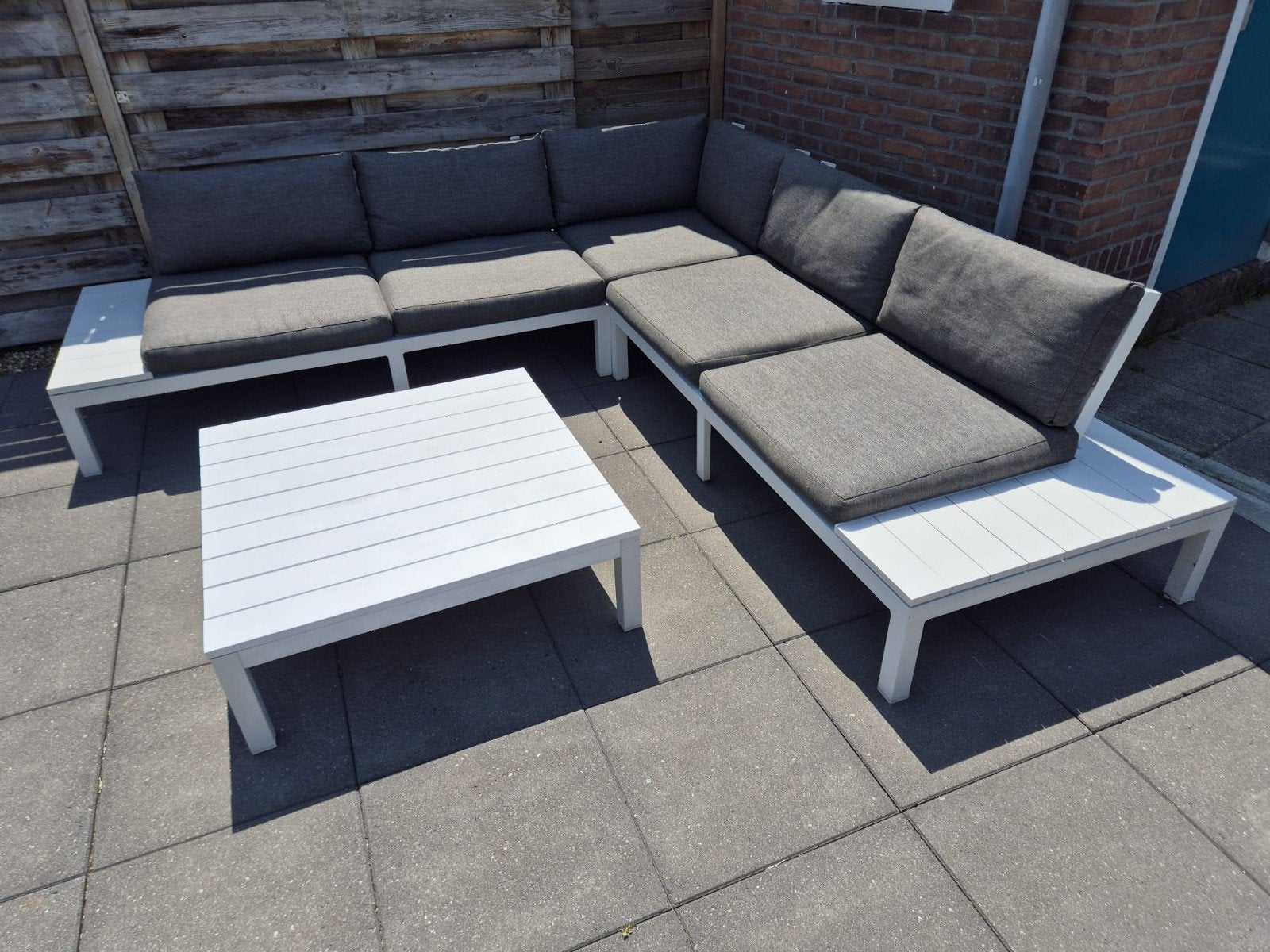 Aluminium Loungeset 272 x 272 cm (Bezorging mogelijk), Tuin en Terras, 5 zitplaatsen, Gebruikt, Bank, Aluminium