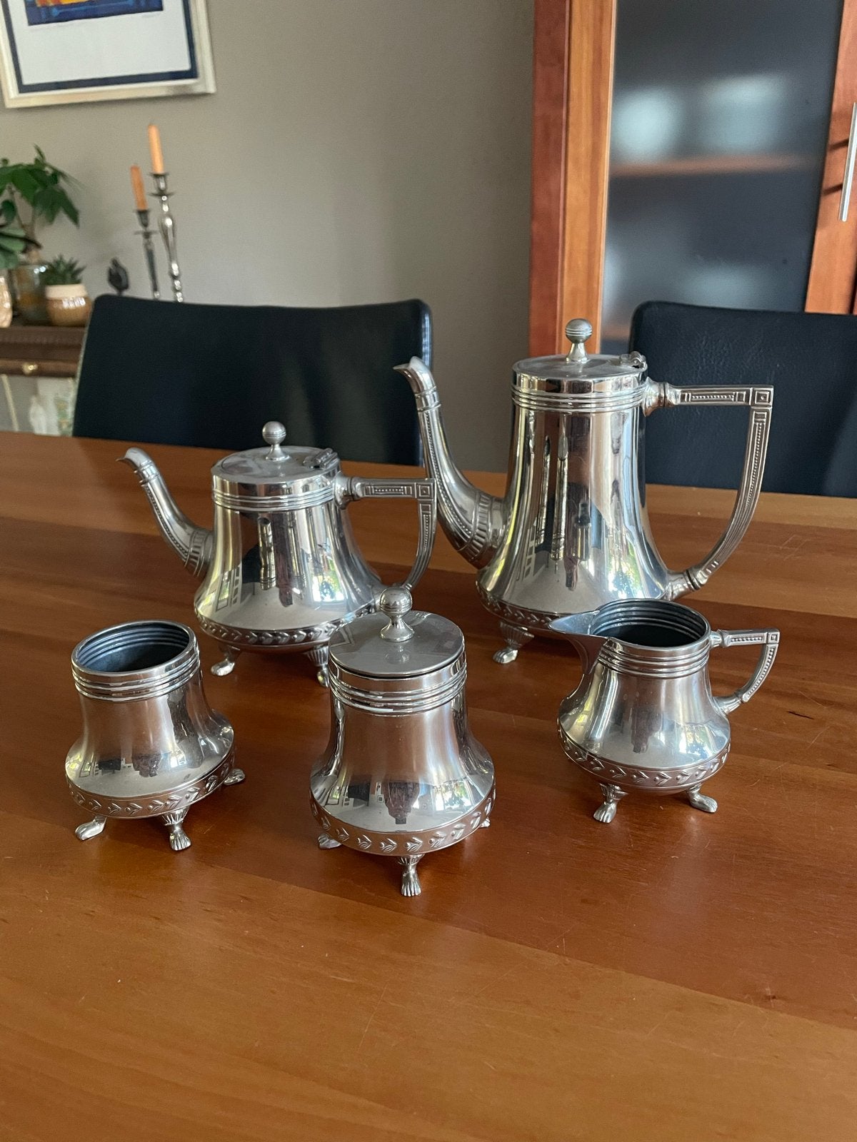 Tinnen koffie- theeservies van C. Kurz & Co. Tiel, Antiek en Kunst, Antiek | Tin, Verzenden