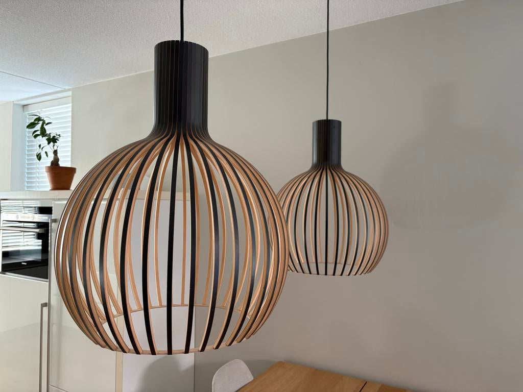 1x Secto Design Octo 4241 Zwart hanglamp, Ophalen, Gebruikt, Hout, 50 tot 75 cm