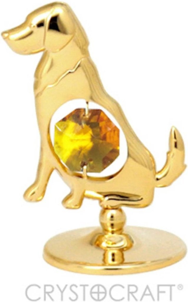 24k verguld Labrador beeldje met kristal van Crystocraft, Mvm detailhandel, Verzenden, Overige stijlen, Pjmink@casema.nl