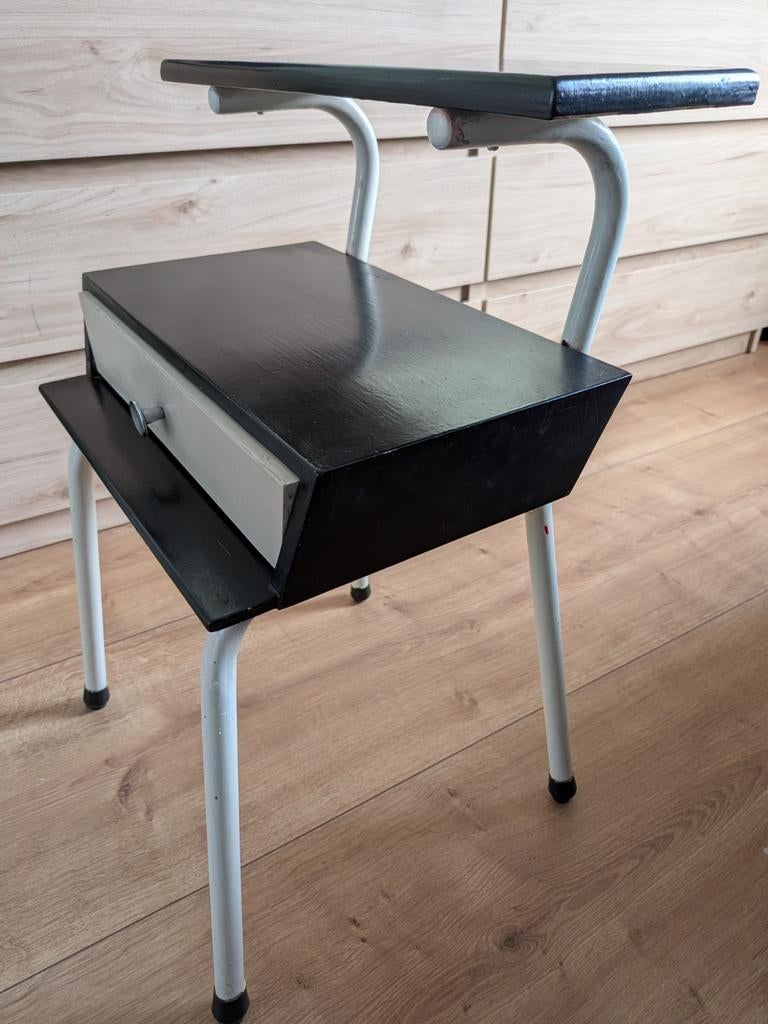 Wim Rietveld voor Auping nachtkastje - Vintage design, Gebruikt, Minder dan 45 cm, Metaal of Aluminium, Ophalen of Verzenden
