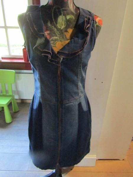 F971 Didi Blue Sista mt S jurk denim blauw rits roezel, Zo goed als nieuw, Didi Blue Sista, Maat 36 (S), Boven de knie
