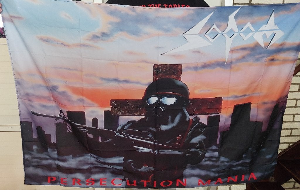 Vlag SODOM Persecution mania Kreator Onslaught Vader, Diversen, Vlaggen en Wimpels, Ophalen of Verzenden, Nieuw