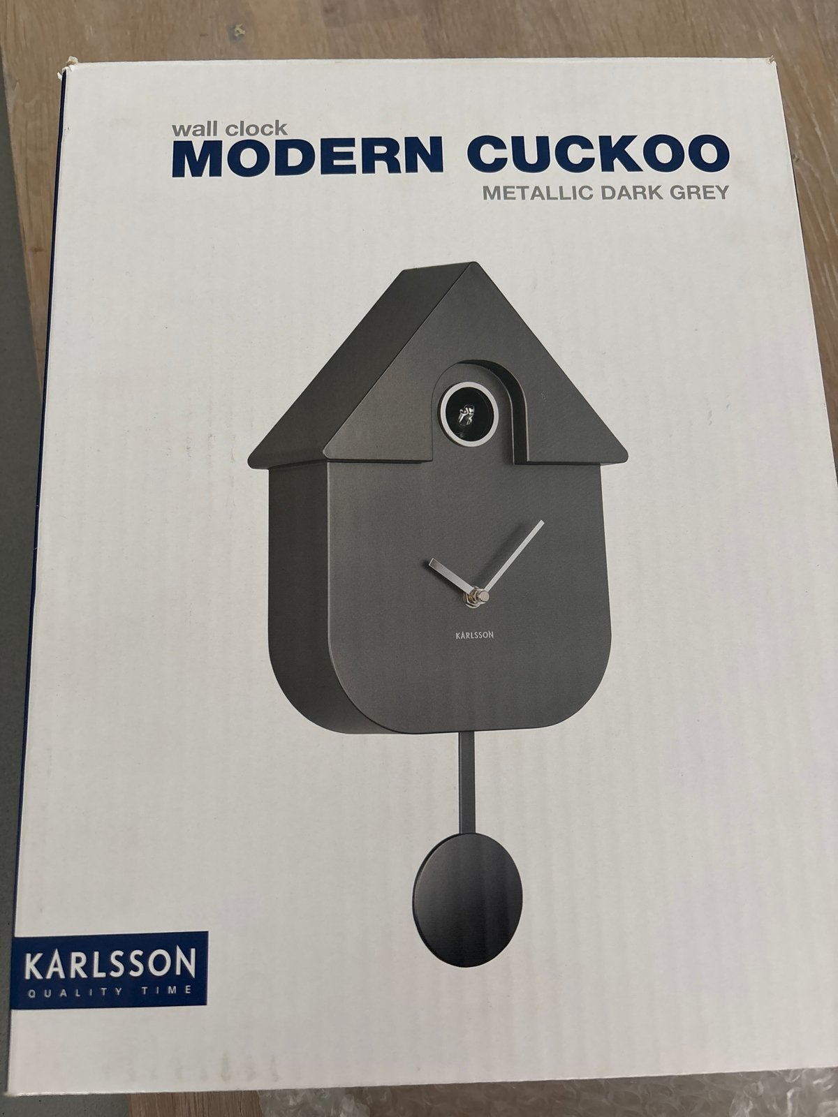 Karlsson Moderne cuckoo Koekoeksklok - Metallic Donkergrijs, Ophalen, Wandklok, Grijs, Analoog