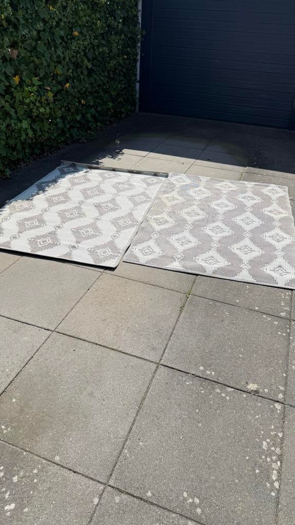 2x Kampeermat tentmat tuinmat 185x120 beige grijs wit, Caravans en Kamperen, Ophalen of Verzenden, Gebruikt