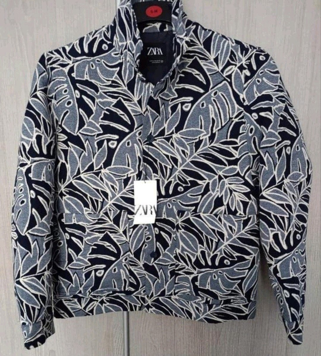 Zara jas met bladeren  print, maat XL, Zara, Blauw, Ophalen of Verzenden, Maat 56/58 (XL)