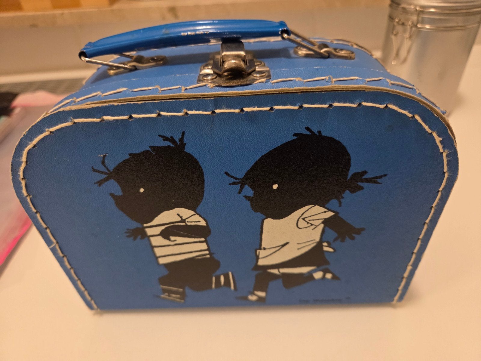 Vintage blauwe kinder koffer met Jip & Janneke, Ophalen of Verzenden, Gebruikt