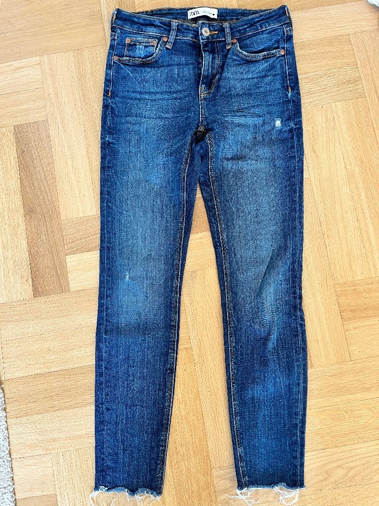 Zara skinny jeans gerafelt onderaan, Blauw, Zara, Ophalen of Verzenden, Zo goed als nieuw