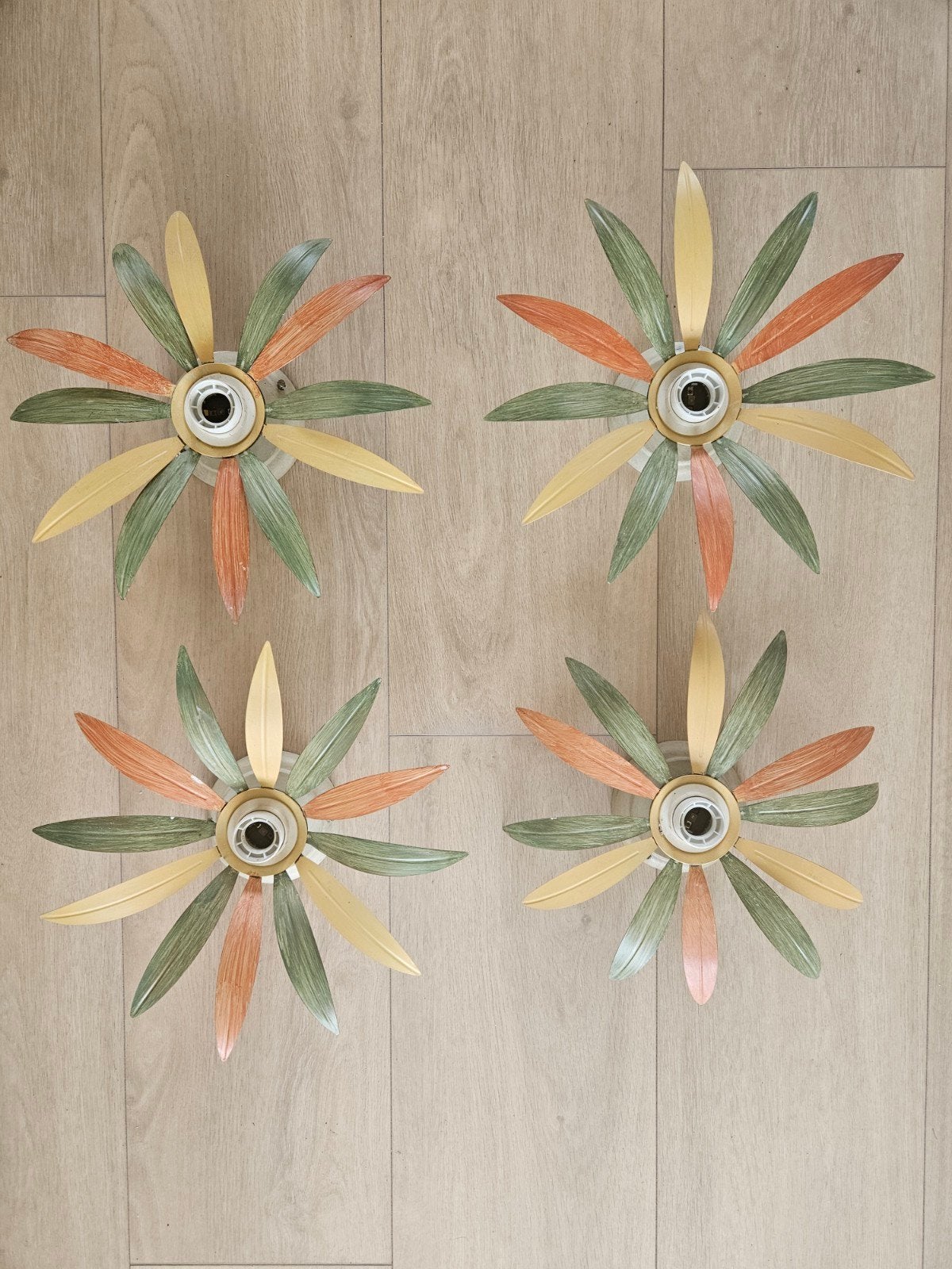 Uitklapbare Bloem Lampen Jaren '70 - Set van 4, Antiek en Kunst, Antiek | Lampen, Ophalen of Verzenden