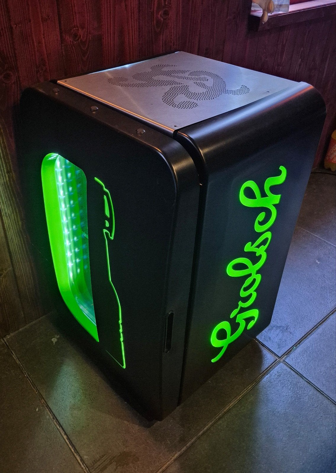 Grolsch koelkast met groen LED logo, Ophalen, Minder dan 75 liter, Zonder vriesvak, Gebruikt
