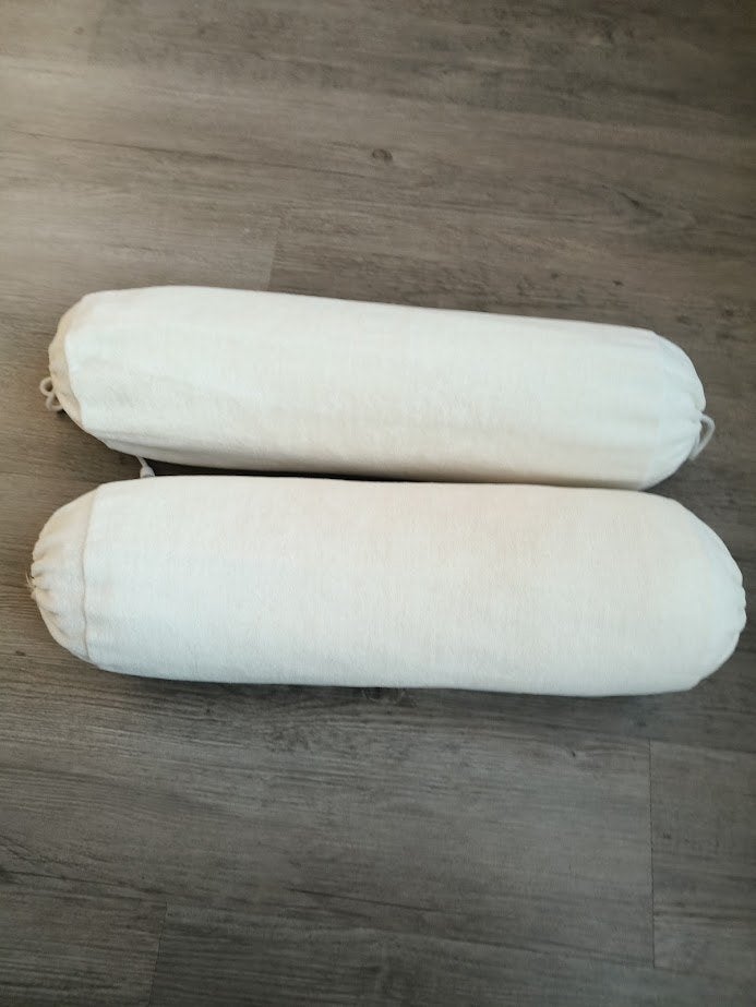 2 rol kussens met hoes, Huis en Inrichting, Woonaccessoires | Kussens, Ophalen of Verzenden, Zo goed als nieuw, Wit, Rond