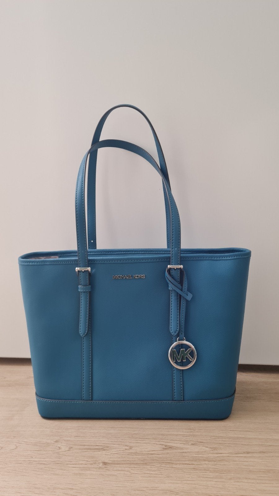 Originele Michael Kors handtas turquoise, ZGAN, Ophalen of Verzenden, Zo goed als nieuw, Blauw, Handtas