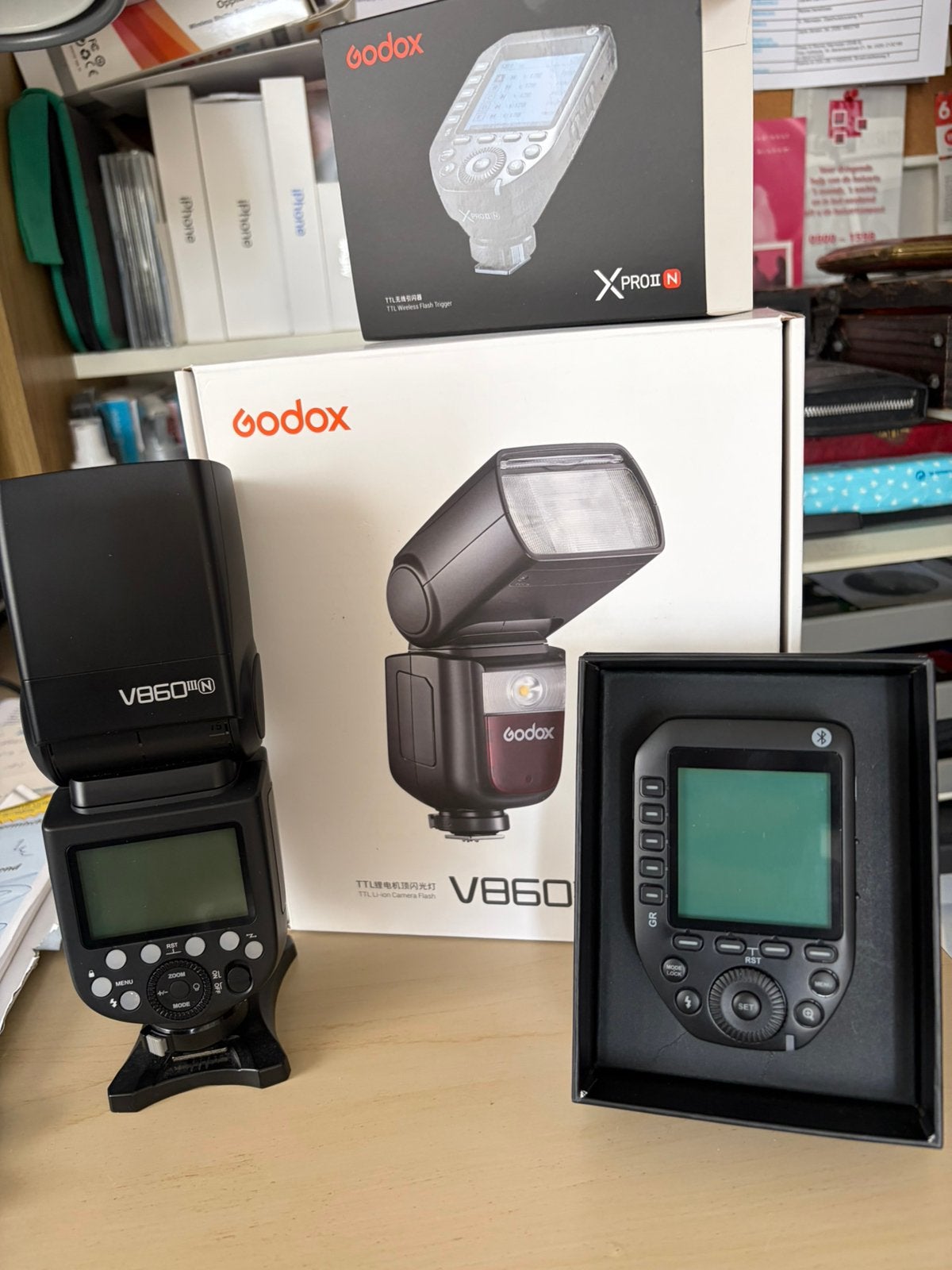 Godox V860iiiN met trigger te koop, Externe flitser, Nieuw, TTL, Godox