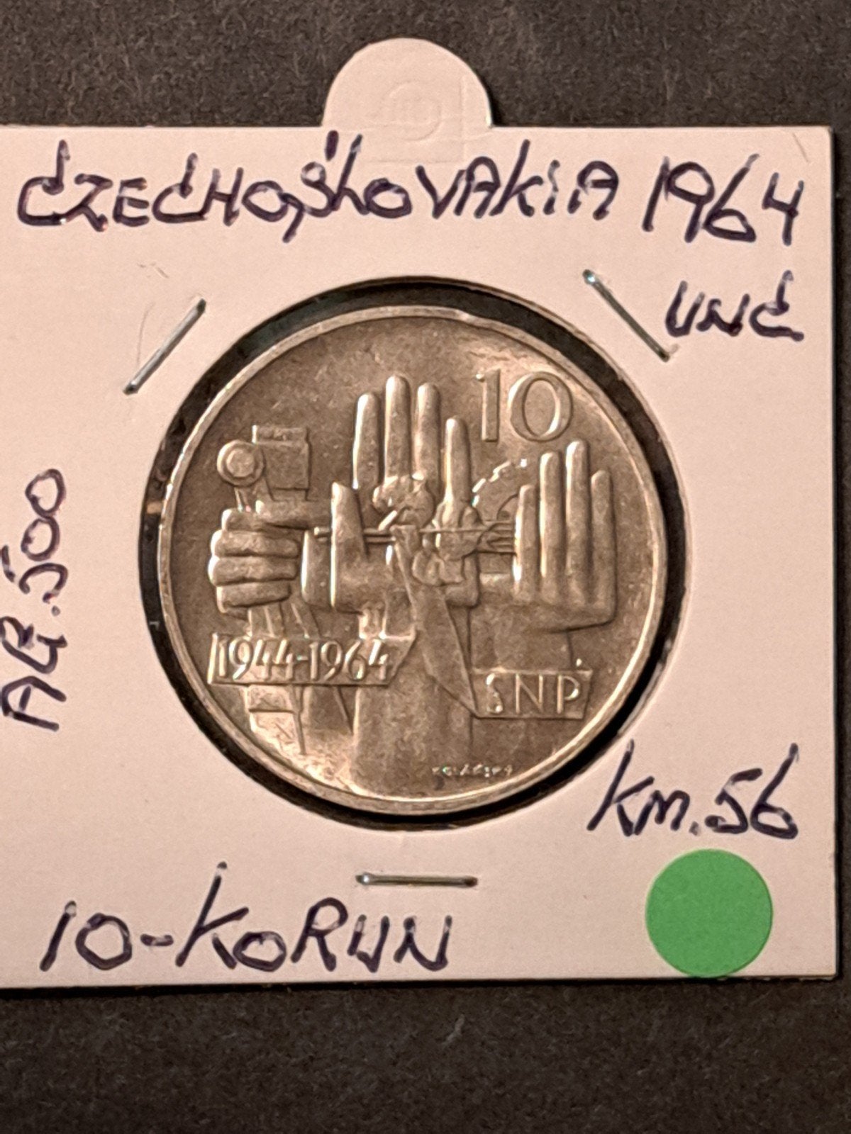 Tsjechoslowakije 10 korun 1964 UNC, Ophalen of Verzenden, Overige landen, Losse munt, Zilver