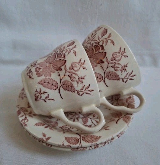EIT English Ironstone Tableware Floral 2 kop en schotels, Ophalen of Verzenden