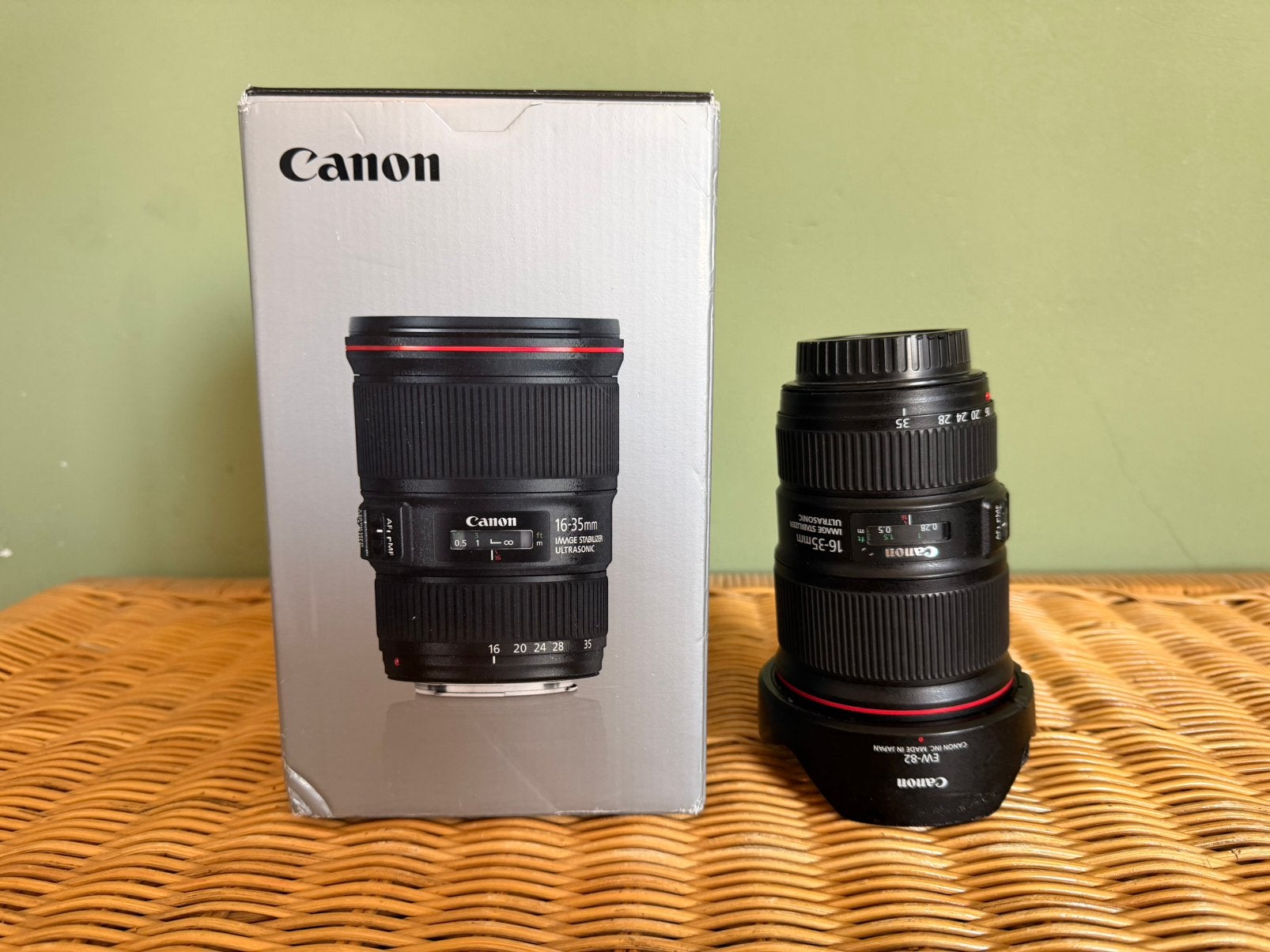 Canon EF 16-35mm f/4L IS USM, Audio, Tv en Foto, Gebruikt, Canon, Beschermhoes/tas, 16 mm