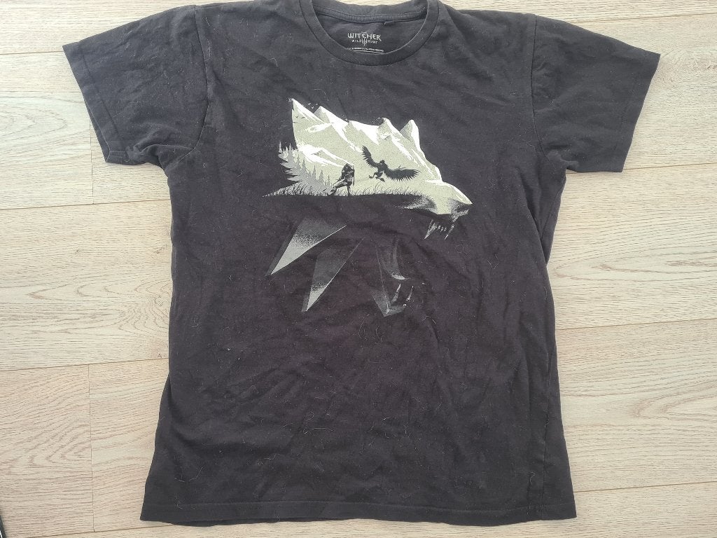 The witcher 3 - wolf silhouet black t-shirt - s, Ophalen of Verzenden, Gedragen, Zwart