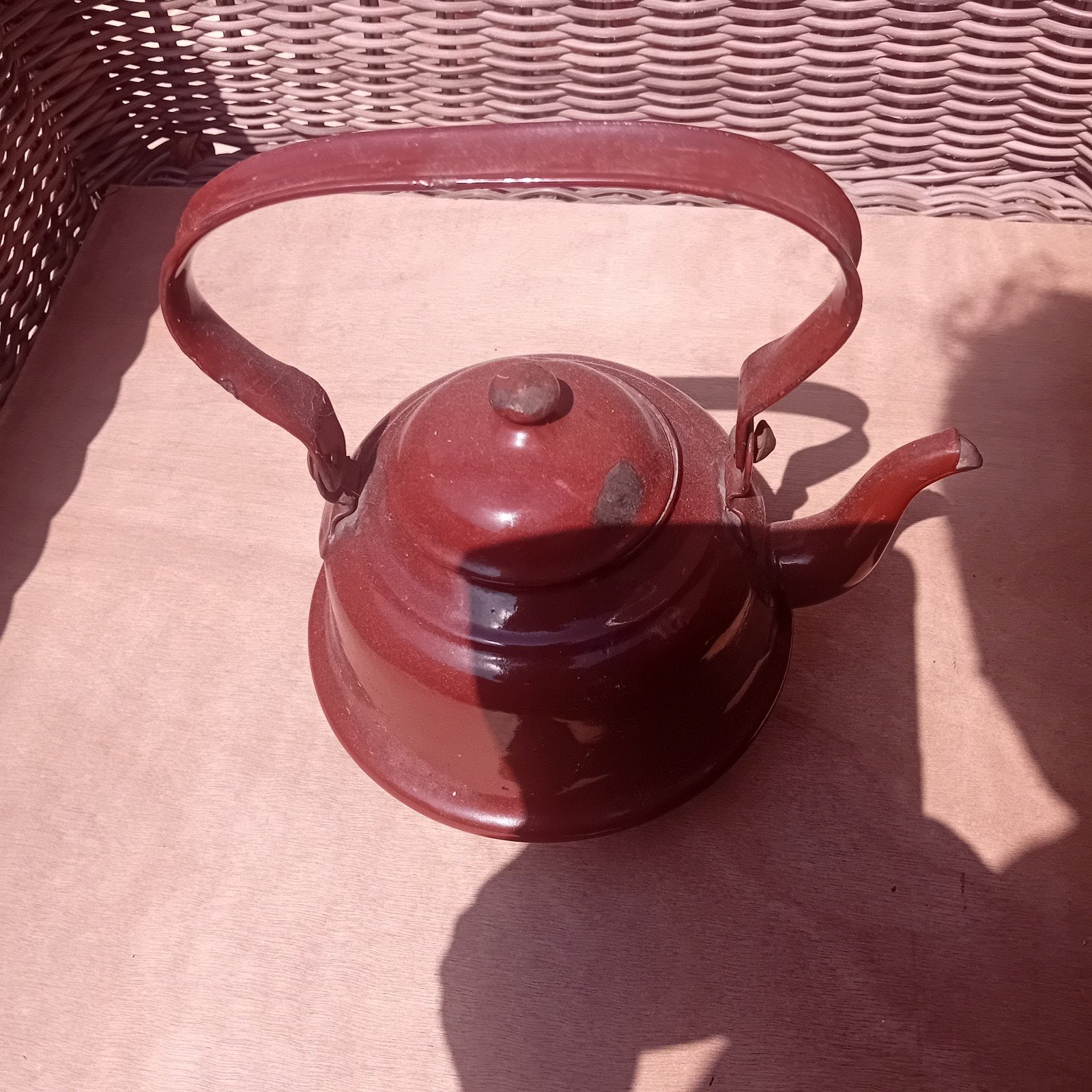 Vintage geëmailleerde theeketel bruin, Ophalen of Verzenden