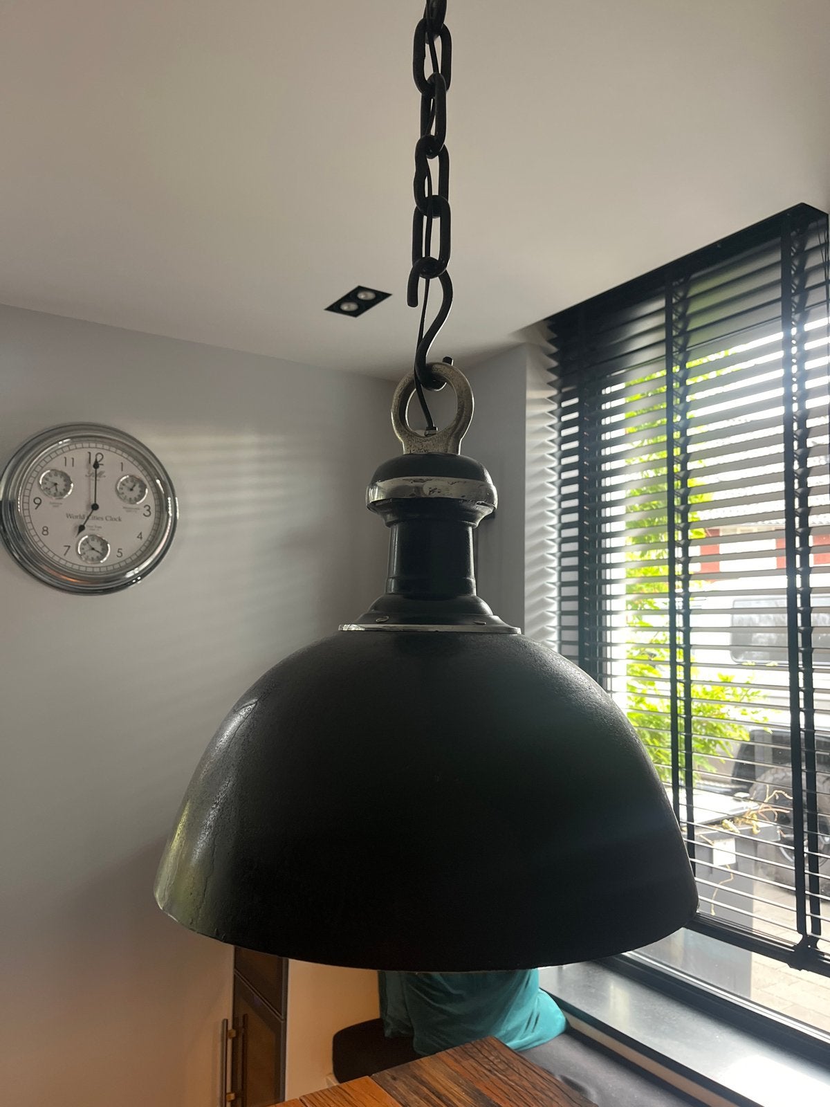 Industriële hanglamp - Zwart metaal, Ophalen, Gebruikt, Metaal, E27 (groot)