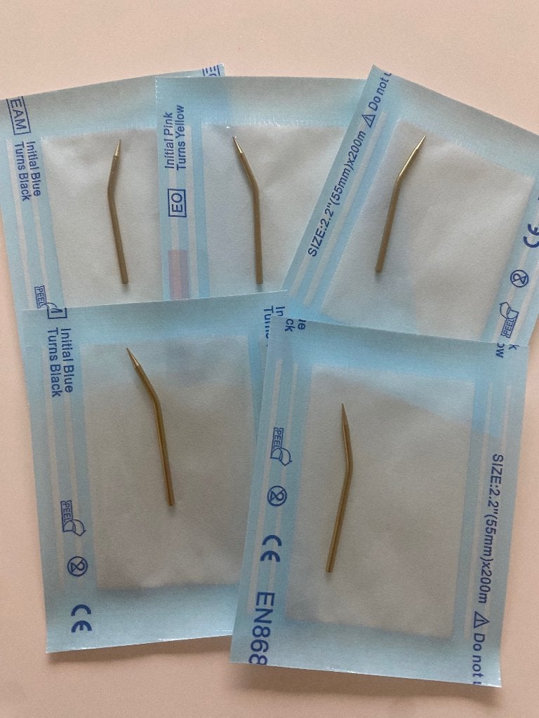 Geboogde steriel gouden naalden 5 stuks fibroblast plasmapen, Ophalen of Verzenden, Nieuw