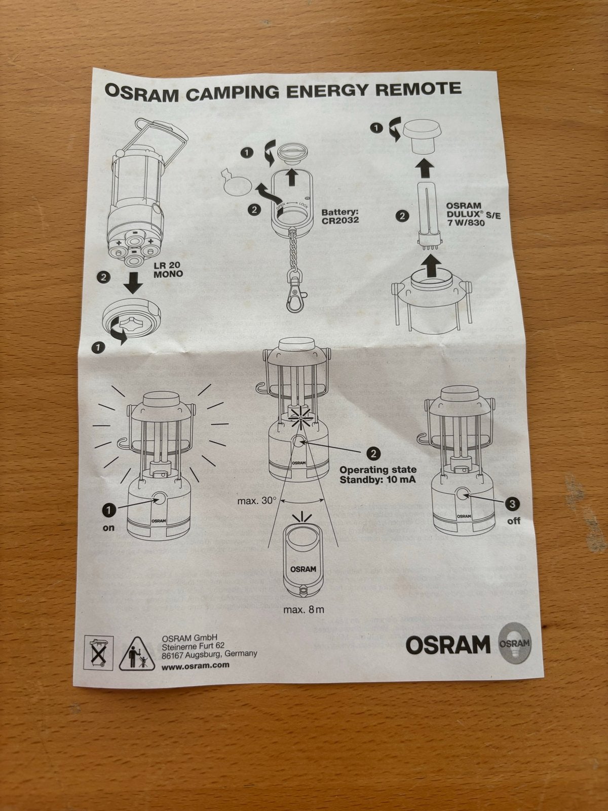 OSRAM Camping Energy Remote - Draagbare Campinglamp, Caravans en Kamperen, Ophalen, Nieuw, Batterij