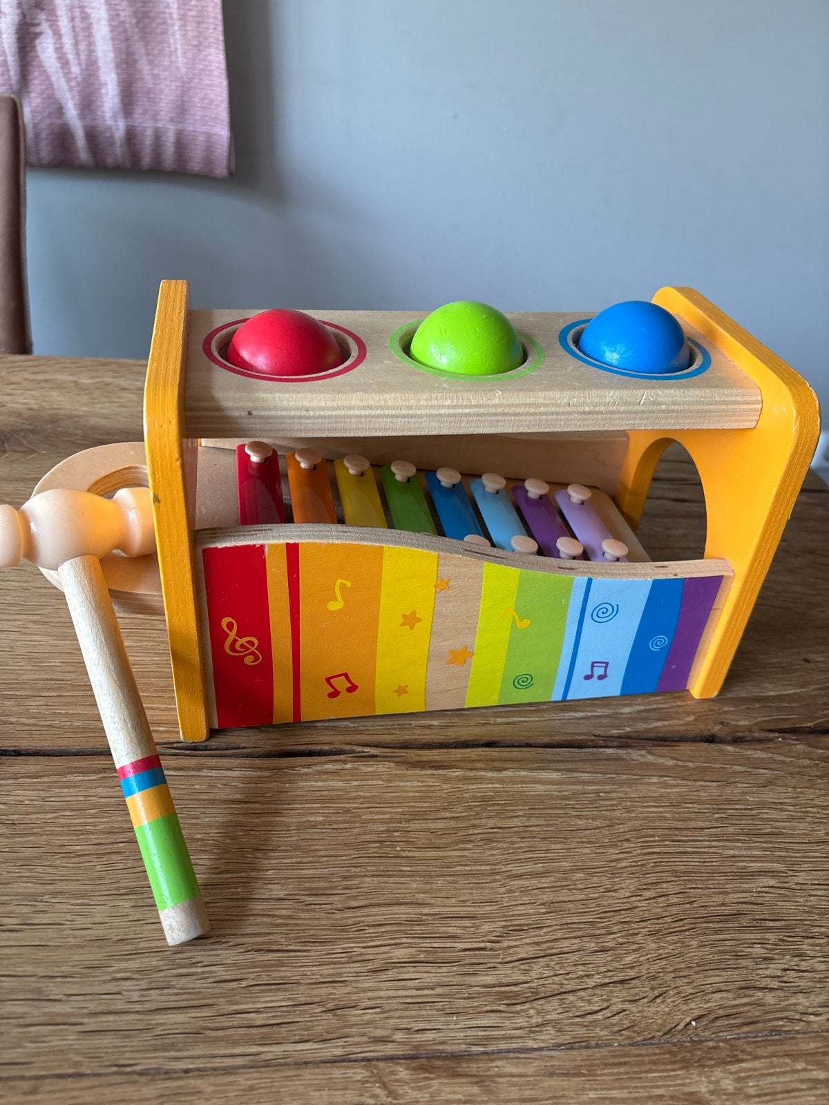 Hape Houten Hamertje Tik Xylofoon Muziek Speelgoed Baby, Ophalen, Zo goed als nieuw, Overige typen