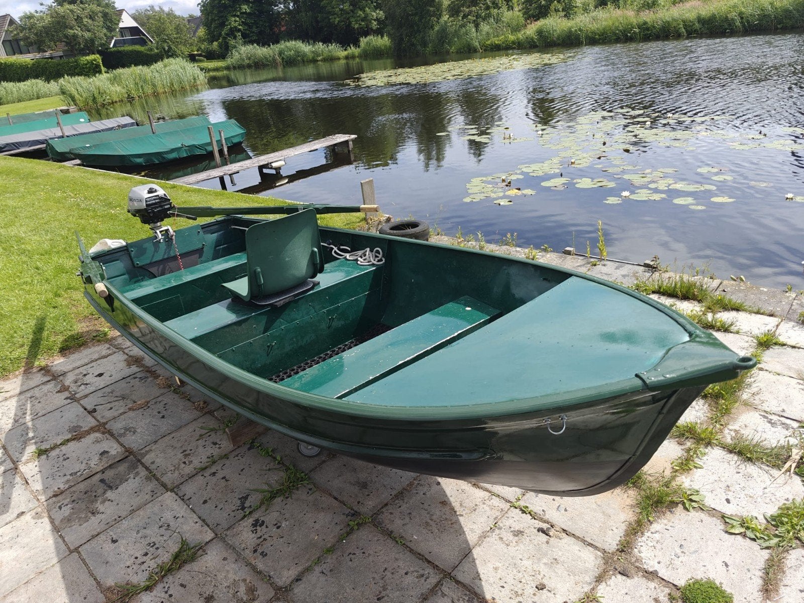 Aluminium visboot met Honda 4 takt motor met dekzeil, Watersport en Boten, Vis- en Consoleboten, Ophalen, Gebruikt