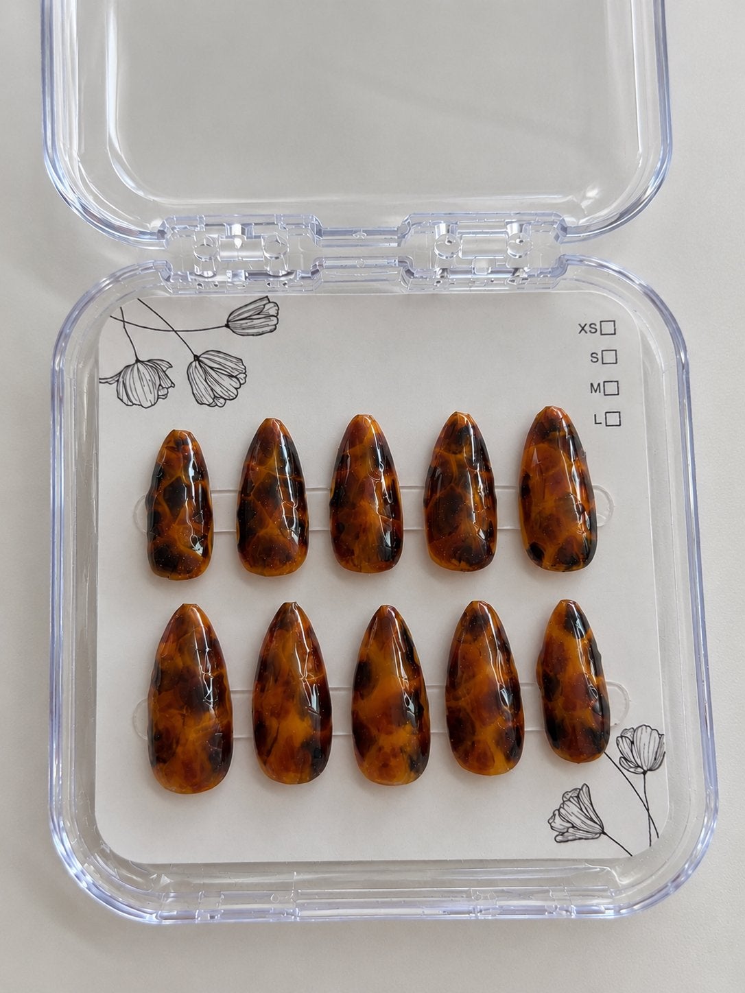 Nieuwe Tortoise Print Press-On Nagels - Amandelvorm, Ophalen of Verzenden, Nieuw, Gehele gezicht, Overige typen