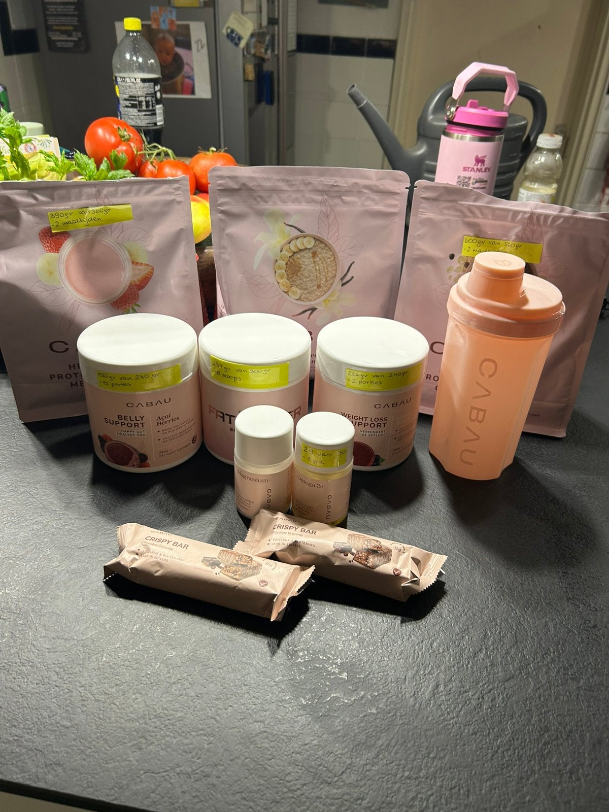 Cabau pakket – shakes, oats, supplementen & repen, Sieraden, Tassen en Uiterlijk, Ophalen of Verzenden, Zo goed als nieuw, Drank