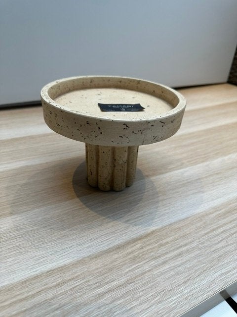 TAHARI Decoratieve Schaal op Voet – Beige Crème, Ophalen of Verzenden, Nieuw, Rond