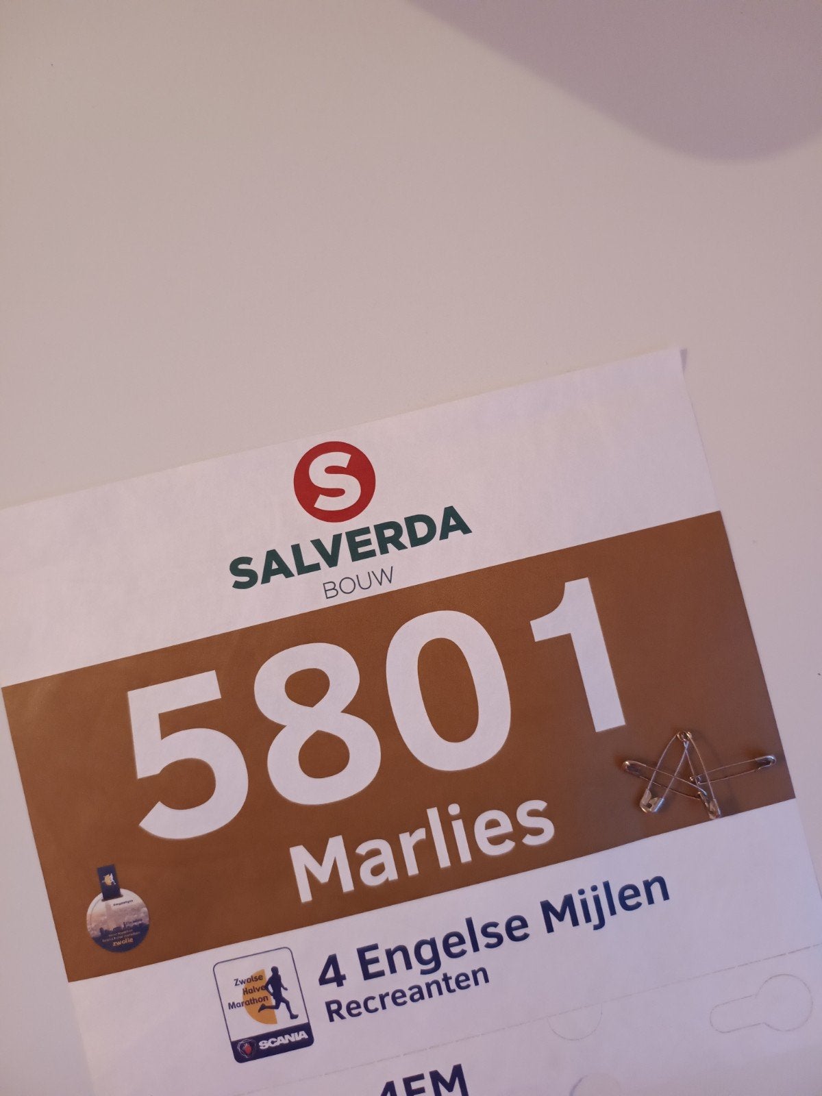 Startbewijs 4 Engelse Mijl, Zwolse halve marathon, Eén persoon