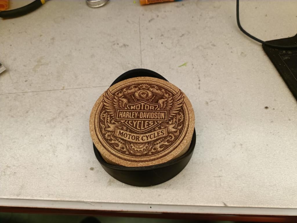 6x Kurken Harley Davidson Onderzetters met Houder, Ophalen of Verzenden, Nieuw, Glas of Kopje