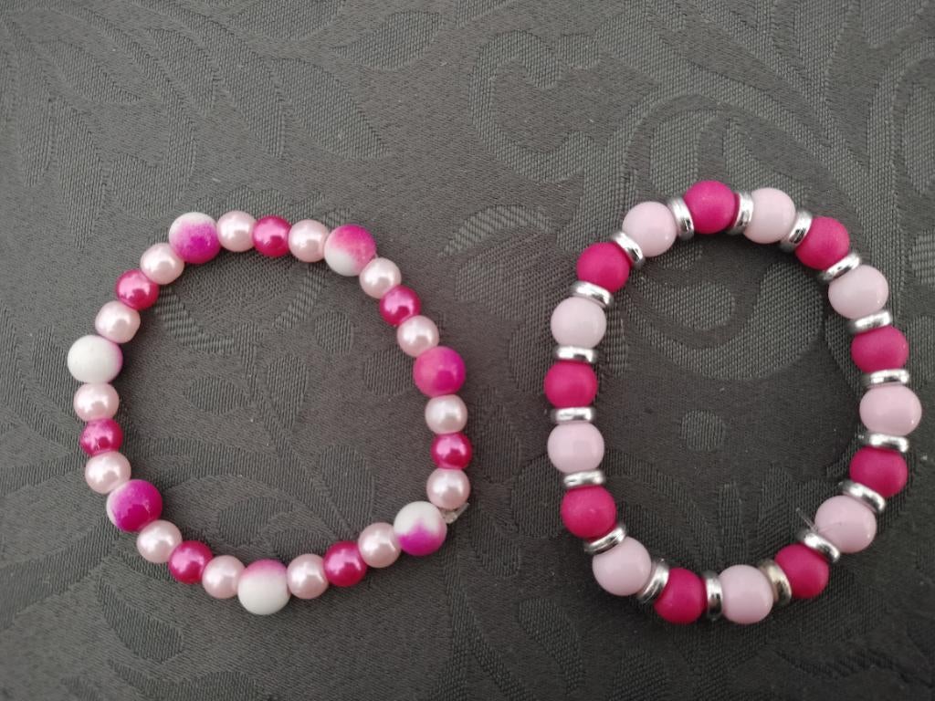 Zelfgemaakte armbandjes, Sieraden, Tassen en Uiterlijk, Armbanden, Nieuw, Ophalen of Verzenden, Elastiek, Roze