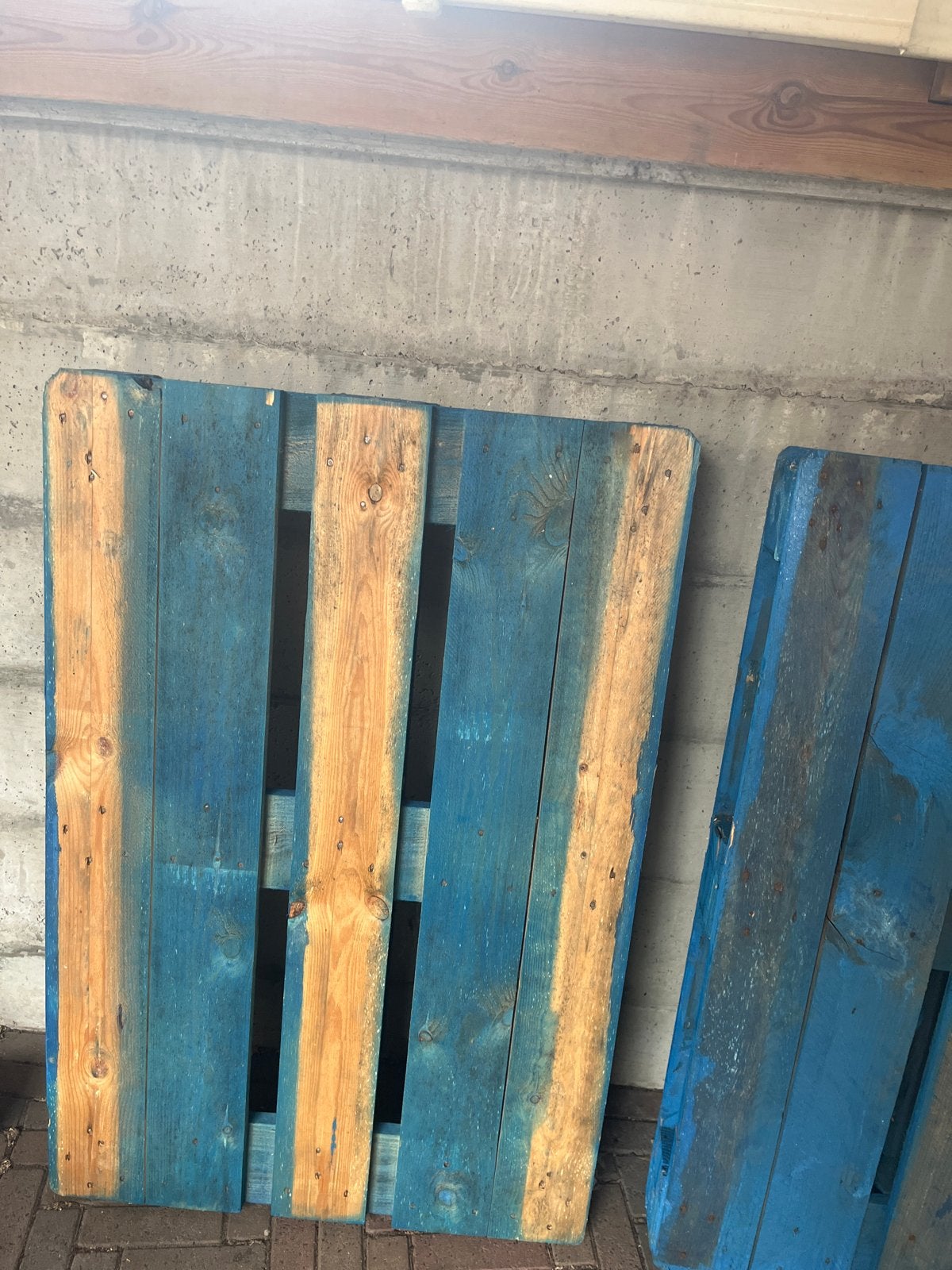 2x Blauwe Europallets - Gebruikt, Ophalen, Gebruikt
