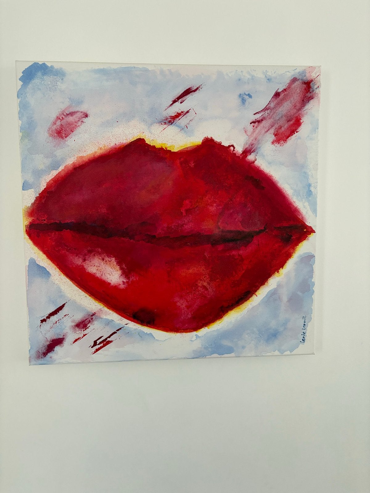 Modern kunstwerk 'Rode Lippen' - 70x70 cm, Ophalen of Verzenden