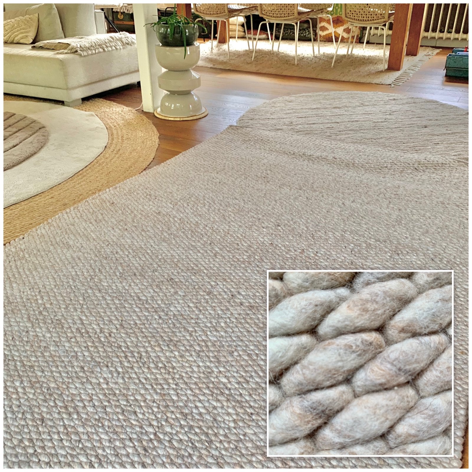 Brilliant wol - beige zand vloerkleed - fotoshoot, Huis en Inrichting, Ophalen, Beige, 150 tot 200 cm, 200 cm of meer